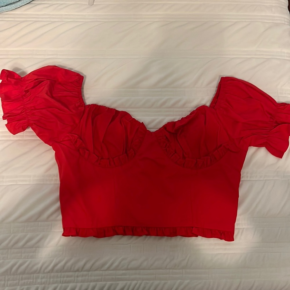 Red Puff sleeve top